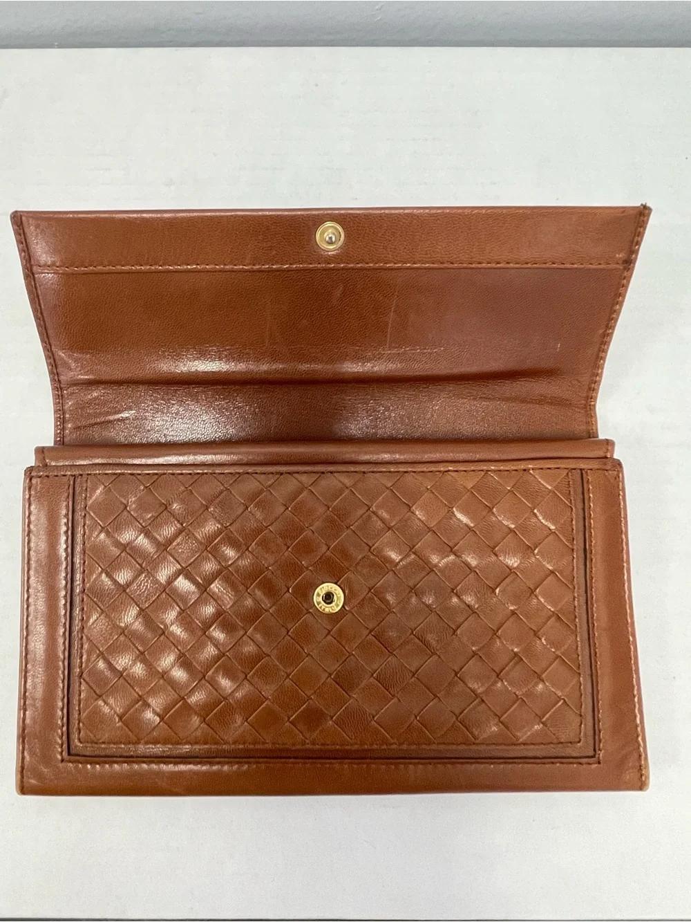 Bottega Veneta Vintage Men’s Brown Intrecciato Leather Wallet Clutch - Preowned